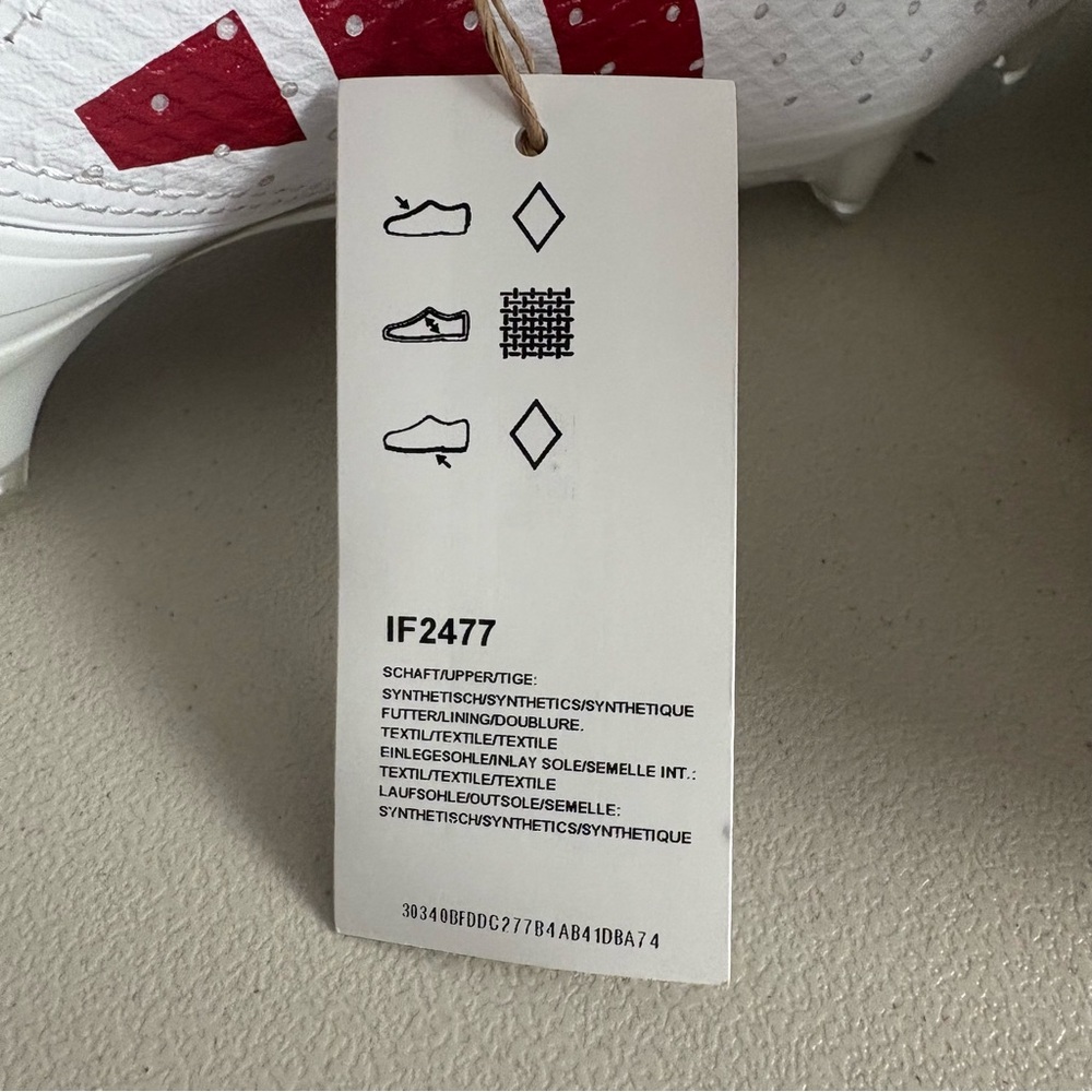adidas Adizero Impact Football Cleats White Red Shoes IF2477 Men’s Sz 8.5 - Picture 8 of 9